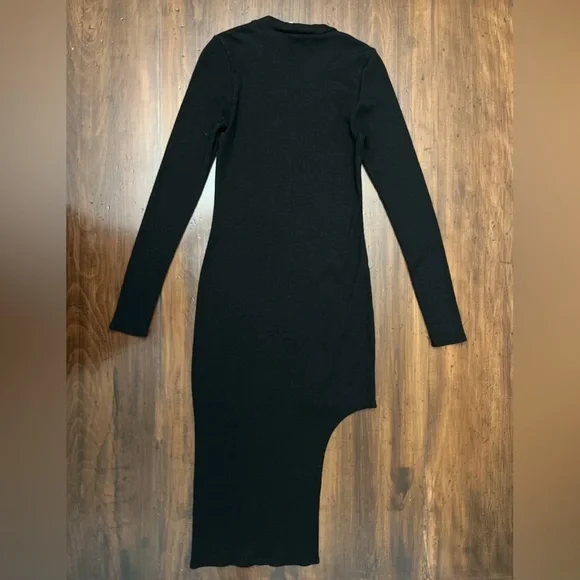 Lanston Ribbed Knit Midi Dress Size Small Black Bodycon Revolve Party Sleek Sexy - Picture 12 of 15
